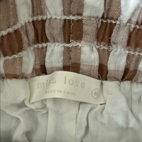 Brown Gingham Linen Two-Piece Set – Cami & Shorts - Picture 2 of 5